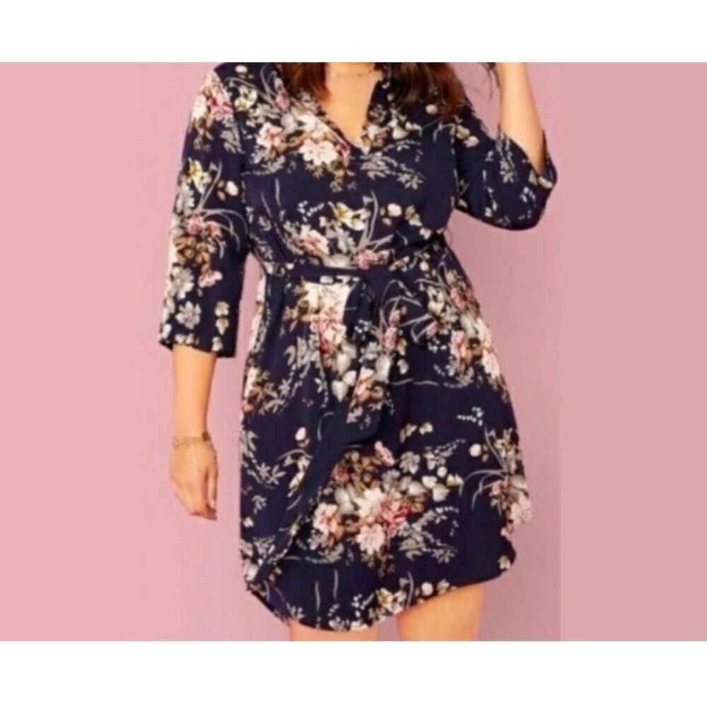 Hawthorn, stitch, fix V-neck floral button-down dress S/XS